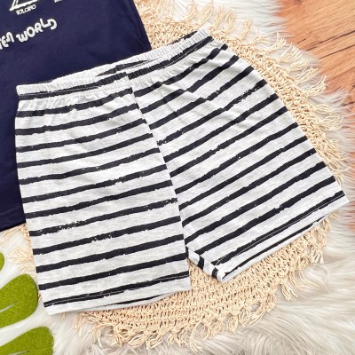 Conj. Camiseta The Discovery of The Giants e Bermuda - Marinho e Mescla